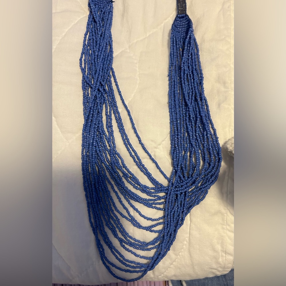Blue Beaded Necklace, trendy